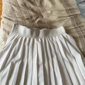 Garage White Pleated Skater Skirt with Elastic Waist
